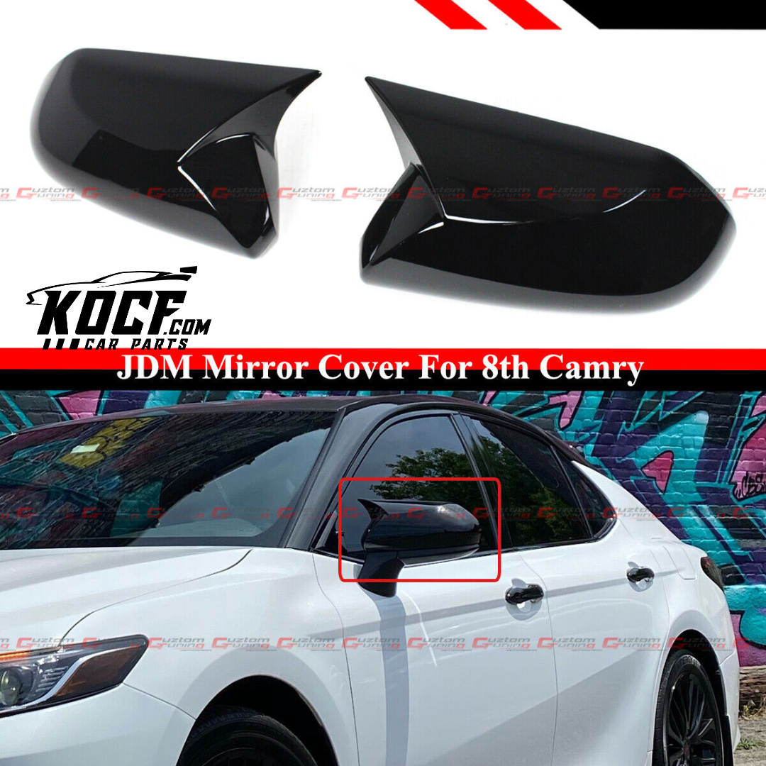 Gloss Black M-Style Side Mirror Cover Overlays For 2018-2022 Toyota Camry - Self-Adhesive Add-Ons