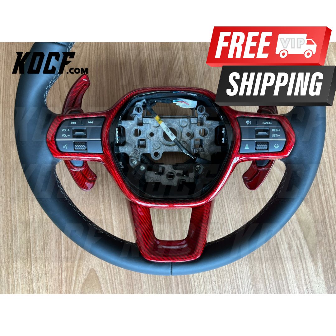 Steering Wheel Trim Covers Real Carbon Fiber 2022+ Honda Civic 11th Gen - VIP Price Free Shipping Item