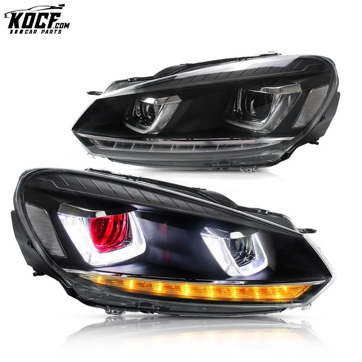 LED Headlights For Volkswagen Golf Mk6 2009-2014 Fits with Factory Halogen Front Lights Models