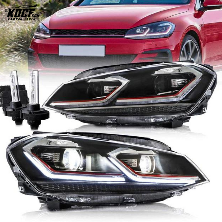 LED Front Lights For Volkswagen Golf MK7 2015-2017 MK7.5 2018-2021 Fits With Factory Halogen Headlights Models