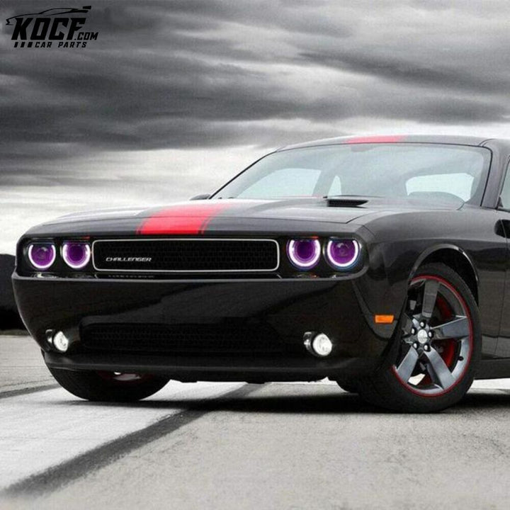 LED RGB Headlights For Dodge Challenger 2008-2014 Multi Color Changing Front Lamps