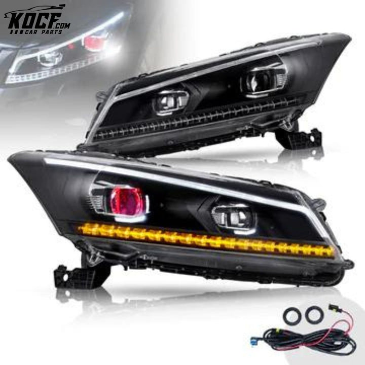 LED Projector Headlights For Honda Accord 2008-2012 (NOT FOR 2-DOOR COUPE) With Sequential indicators Turn Signals