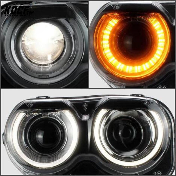 LED OEM Style Headlights For Dodge Challenger 2015-2020 Halo Front lights Assembly