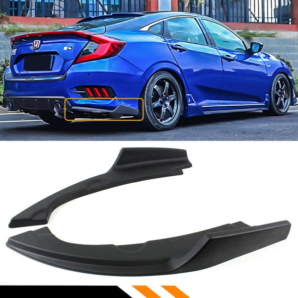 Rear Bumper Lower Side Splitters Compatible 2016-2021 Honda Civic 4 Door Sedan