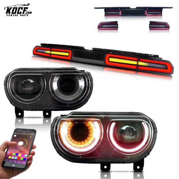 LED Headlights (RGB) and Tail lights For Dodge Challenger 2008-2014