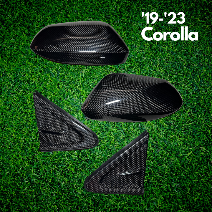 Carbon Fiber Mirror Caps / Triangle Corners Replacements Compatible for e210 2019-2023 Toyota Corolla