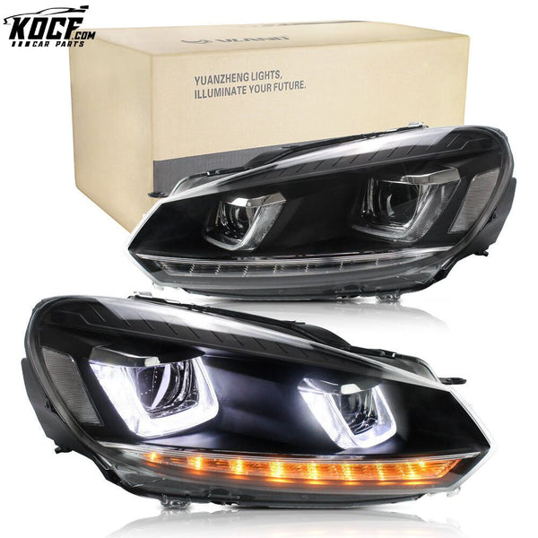 LED Headlights For Volkswagen Golf Mk6 2009-2014 Fits with Factory Halogen Front Lights Models