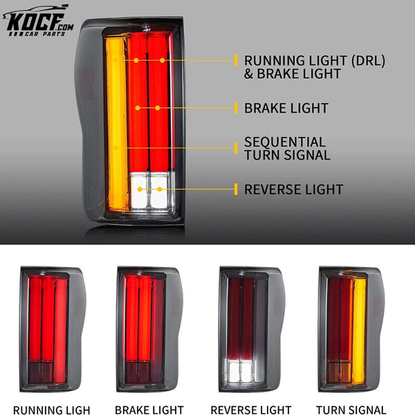 2007-2013 Toyota Tundra LED Smoked Tail Lights With Startup Animation DRL Rear Lamps Assembly