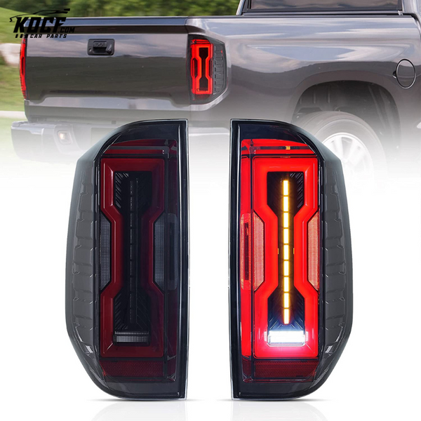 2014-2020 Toyota Tundra LED Smoked Tail Lights With Startup Animation DRL Rear Lamps Assembly