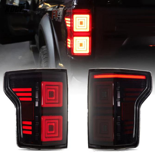 2015-2020 Ford F150 LED Smoked Tail Lights Assembly Fits With Factory Halogen Rear Lamps Models