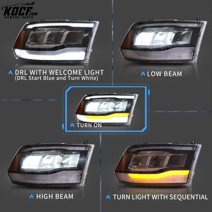 LED Headlights For RAM 1500 2500 3500 2009-2018 Front Lights Assembly