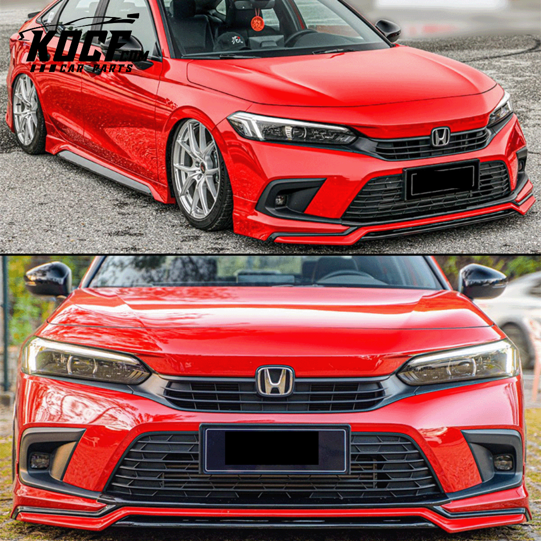 Yofer 1 Piece V2 Deluxe Front Lip for 11th Gen 2022+ Honda Civic Compatible Front Bumper Body Kit Lip - VIP Price