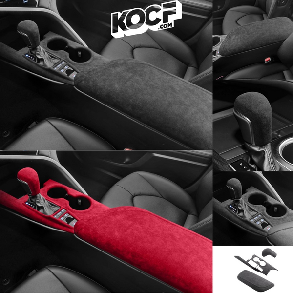 Suede Alcantara Interior Accessory Covers for Interior Arm Rest, Center Console, and Shift Knob Compatible with 2018-2024 Toyota Camry