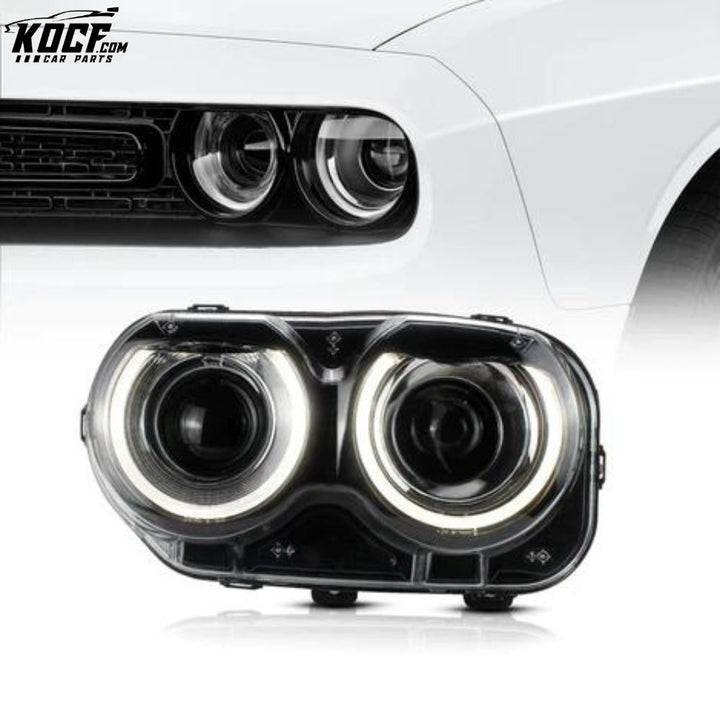 LED OEM Style Headlights For Dodge Challenger 2015-2020 Halo Front lights Assembly