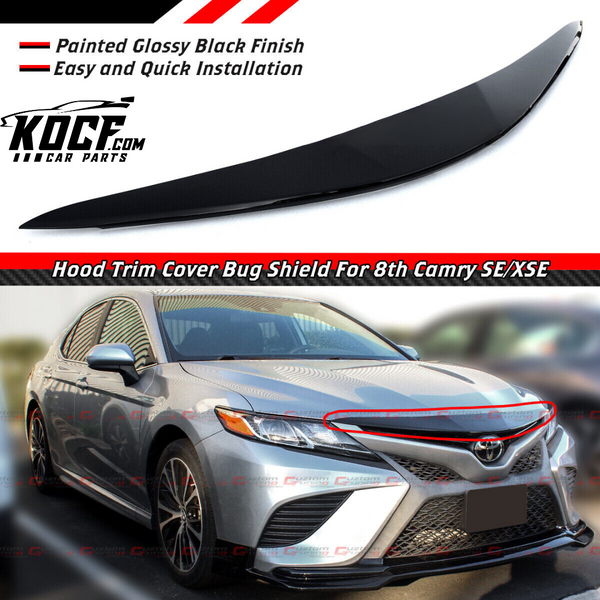 Gloss Black Front Bumper Trim Cover Garnish Compatible for 2018-2024 Toyota Camry LE SE XLE XSE TRD