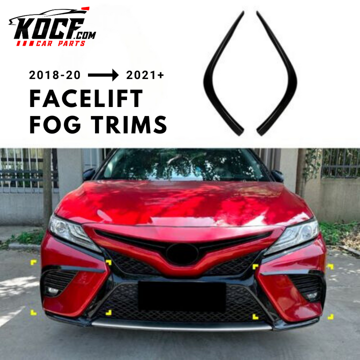 Facelift Fog Trim Cover Conversion Kit Gloss Black Compatible for 2018-2020 Toyota Camry XSE & SE