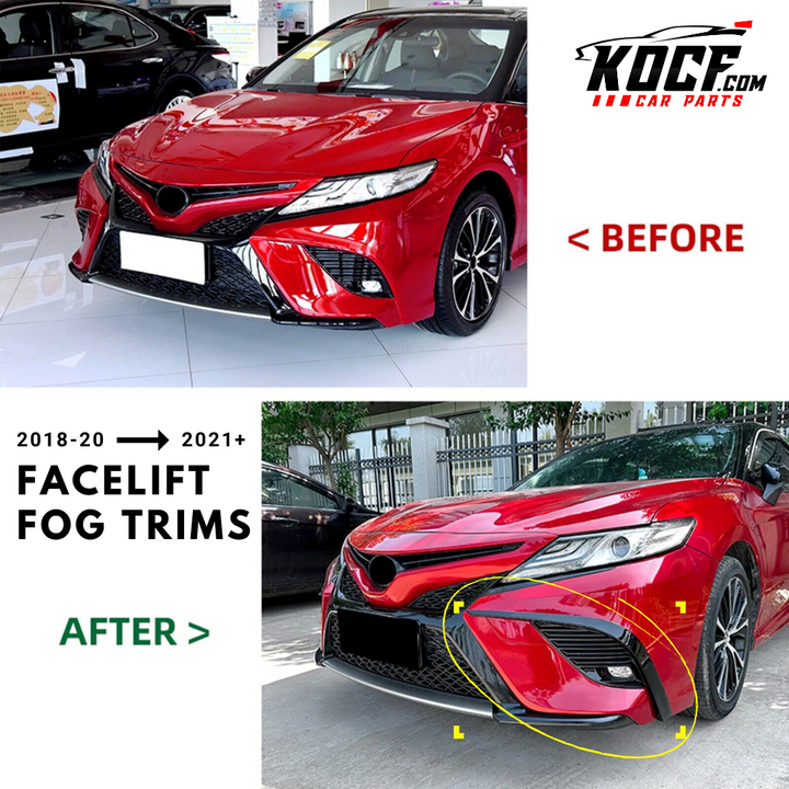 Facelift Fog Trim Cover Conversion Kit Gloss Black Compatible for 2018-2020 Toyota Camry XSE & SE