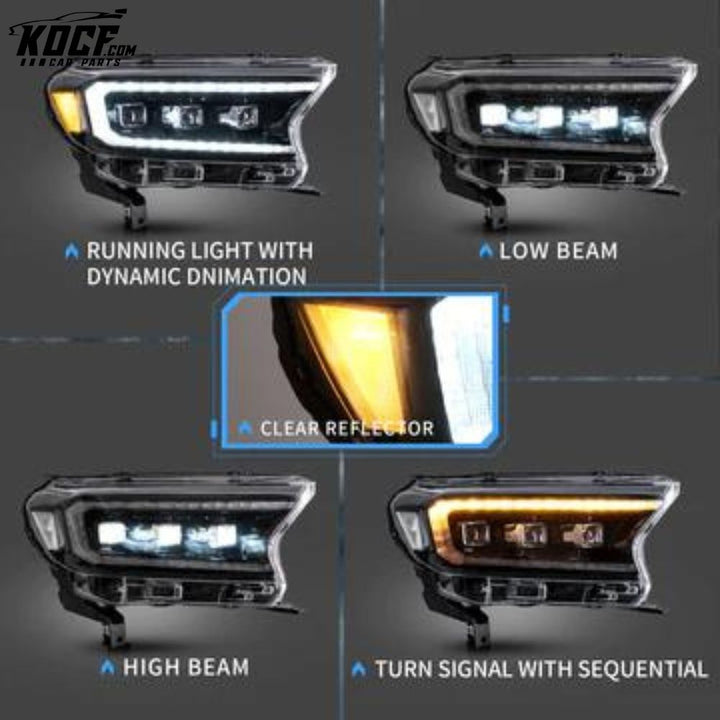 LED Projector Headlights For 2015-2021 Ford Ranger (T6) Raptor & Wildtrak