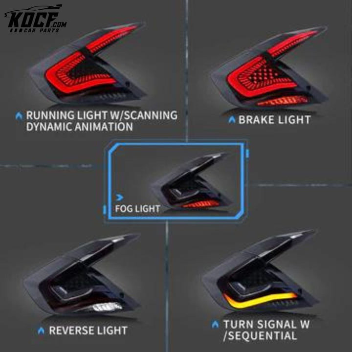 Led Rear lamps For 2016-2021 Honda Civic Sedan 10th Gen Aftermarket Tail Lights