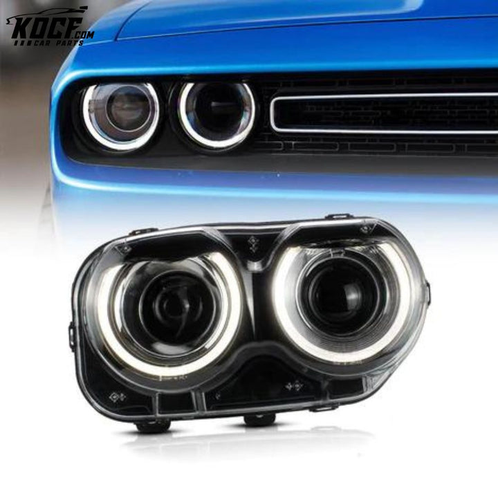 LED OEM Style Headlights For Dodge Challenger 2015-2020 Halo Front lights Assembly