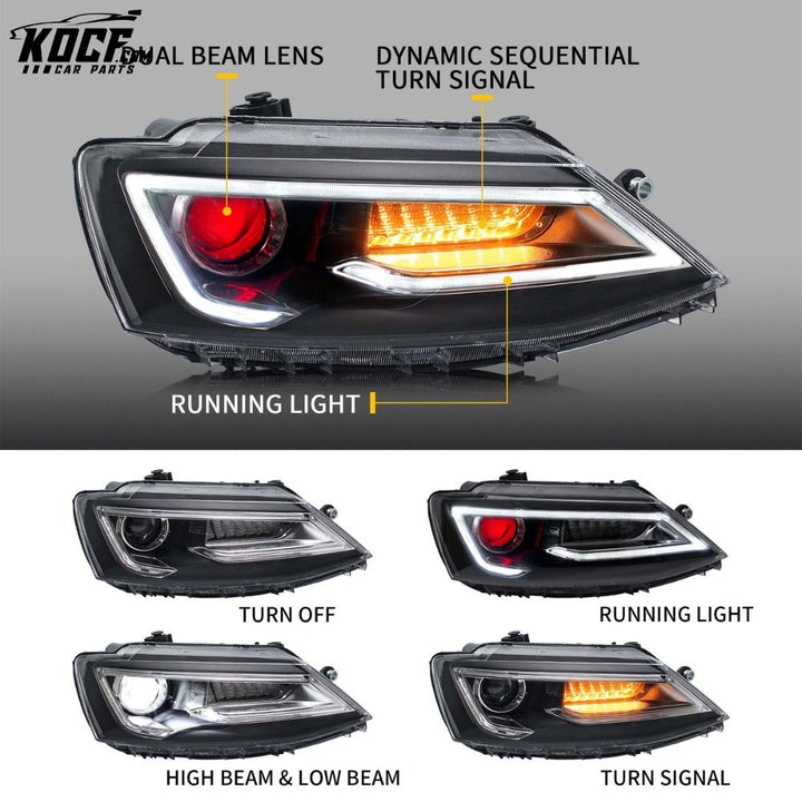 LED Headlights For Volkswagen Jetta MK6 2011-2018 Front Lights Assembly