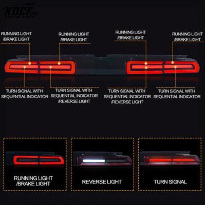 LED Tail Lights For 2008-2014 Dodge Challenger Aftermarket Rear Lamps