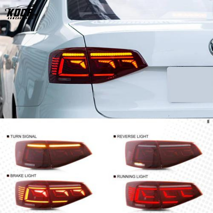 LED Tail Lights For 2015-2018 Volkswagen [VW] Jetta With Start Up Animation /With Sequential Turn Signal Rear Lamps Assembly