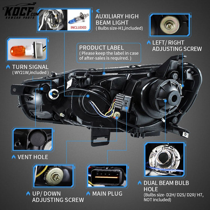 LED Headlights For Mitsubishi Lancer EVO X 2008-2017 Aftermarket Front Lights