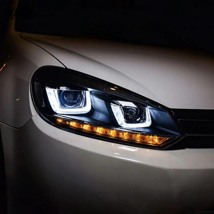 LED Front Lights For Volkswagen Golf Mk6 2009-2014 Fits with Factory Halogen Headlights Models