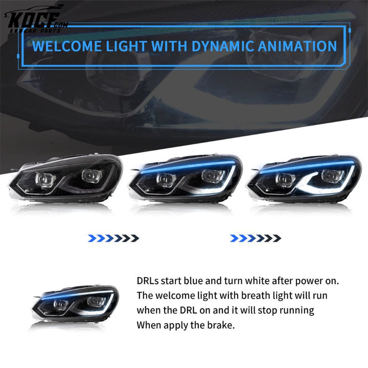 LED Headlights For Volkswagen Golf Mk6 2009-2014