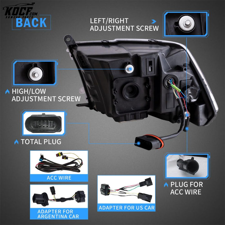 LED Headlights For RAM 1500 2500 3500 2009-2018 Front Lights Assembly