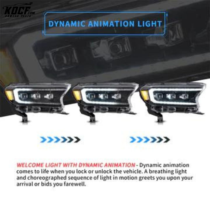 LED Projector Headlights For 2015-2021 Ford Ranger (T6) Raptor & Wildtrak