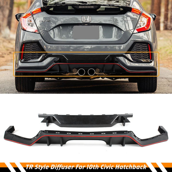 Rear Bumper Diffuser Compatible 2017-2021 Honda Civic 5 Door Hatchback