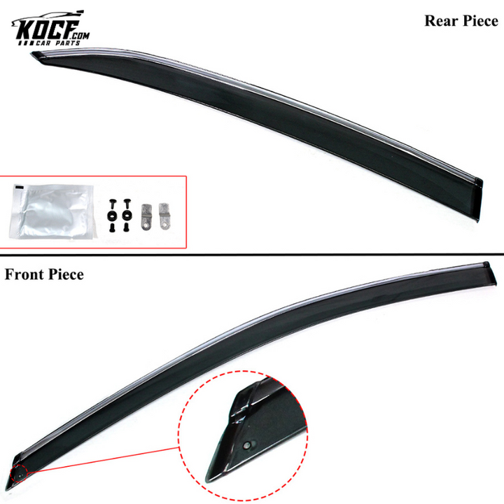 Window Visor Rain Guard Clip-On Gloss Black with Chrome Trim for 2018-2024 Toyota Camry