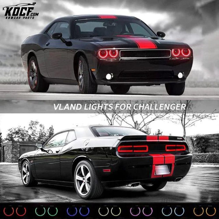 LED RGB Headlights For Dodge Challenger 2008-2014 Multi Color Changing Front Lamps