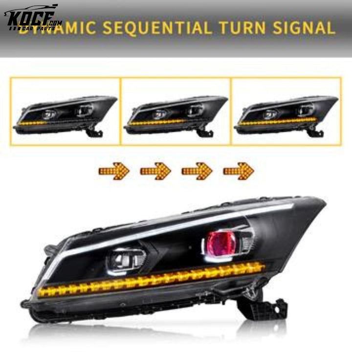 LED Projector Headlights For Honda Accord 2008-2012 (NOT FOR 2-DOOR COUPE) With Sequential indicators Turn Signals