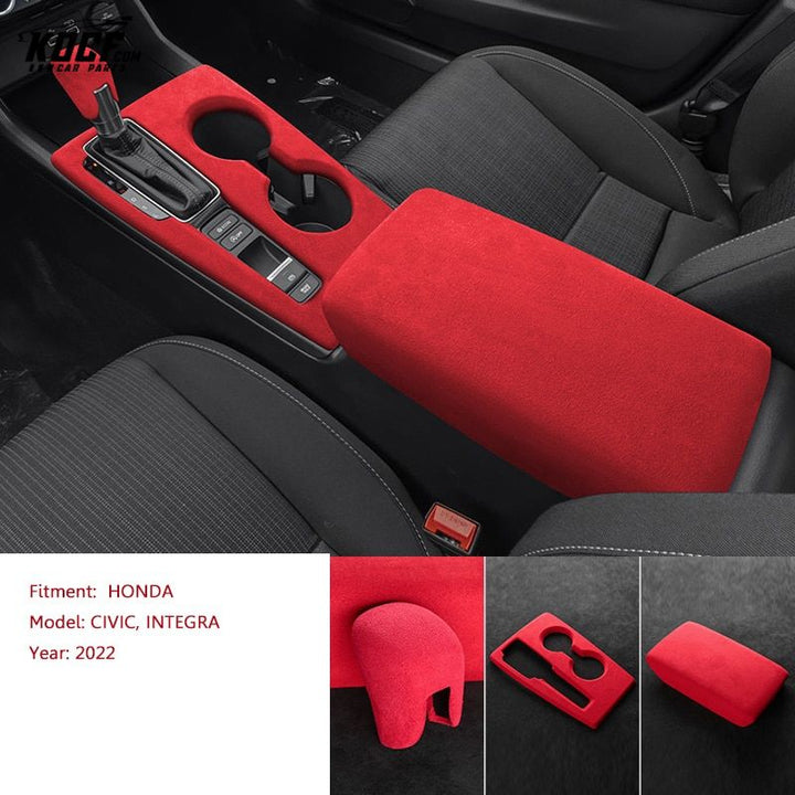 Suede Alcantara Interior Shift Knob, Center Console and Armrest Covers For 11th Gen 2022+ Honda Civic and Integra