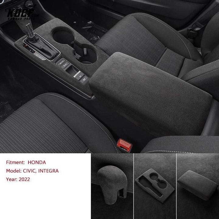 Suede Alcantara Interior Shift Knob, Center Console and Armrest Covers For 11th Gen 2022+ Honda Civic and Integra