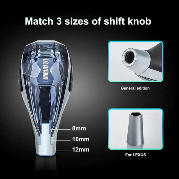 Universal Crystal Shift Knob Touch Activated Multi-Color LED RGB Light Fits Most Manual or Automatic Without Lock Button Vehicles Shifter Knob