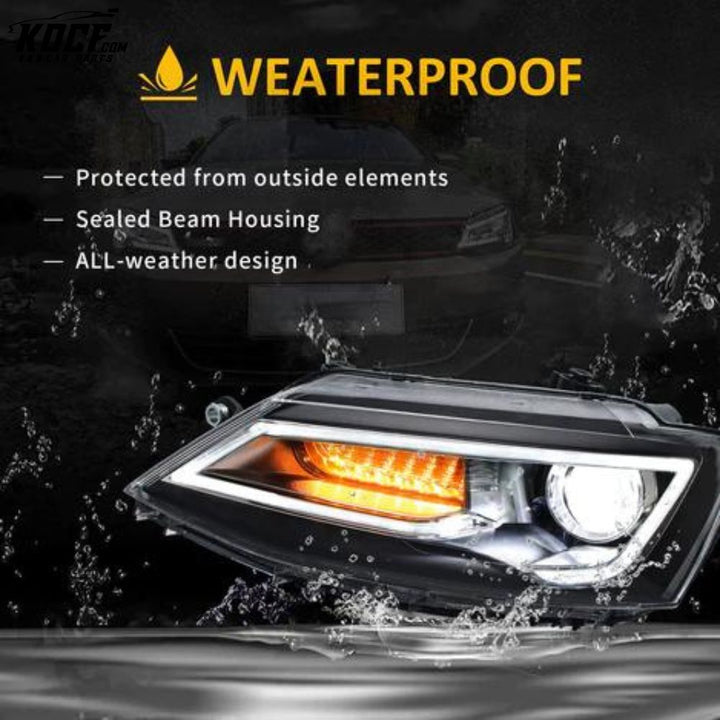 LED Headlights For Volkswagen Jetta MK6 2011-2018 with Sequential Aftermarket Front Lights