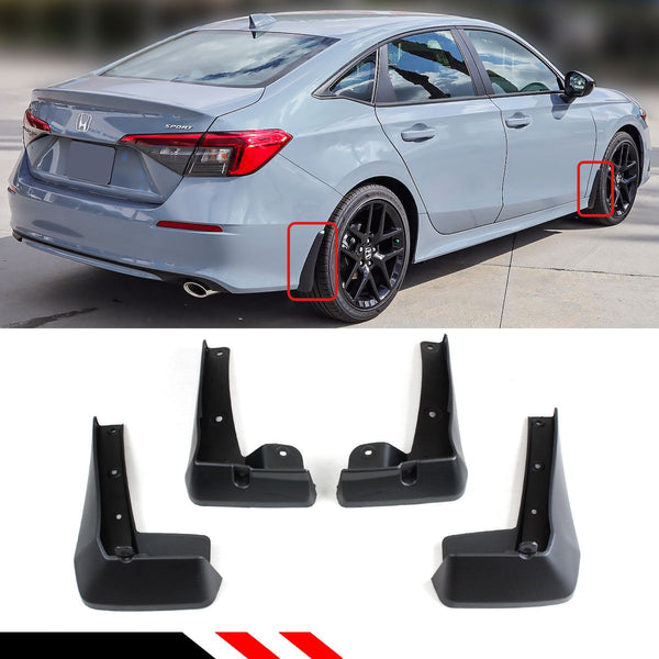 Matte Black Mud Flaps Guards Compatible 2022-2024 Honda Civic 4 Door Sedan