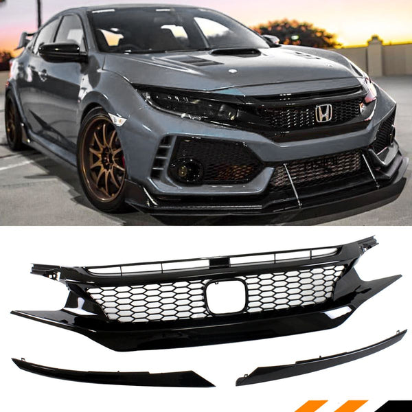 Front Grill Compatible 2016-2021 Honda Civic 2/4/5 Door Models (Will Not Fit 2019 Models)