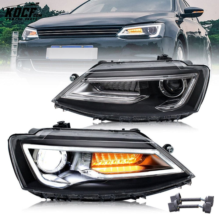 LED Headlights For Volkswagen Jetta MK6 2011-2018 with Sequential Aftermarket Front Lights