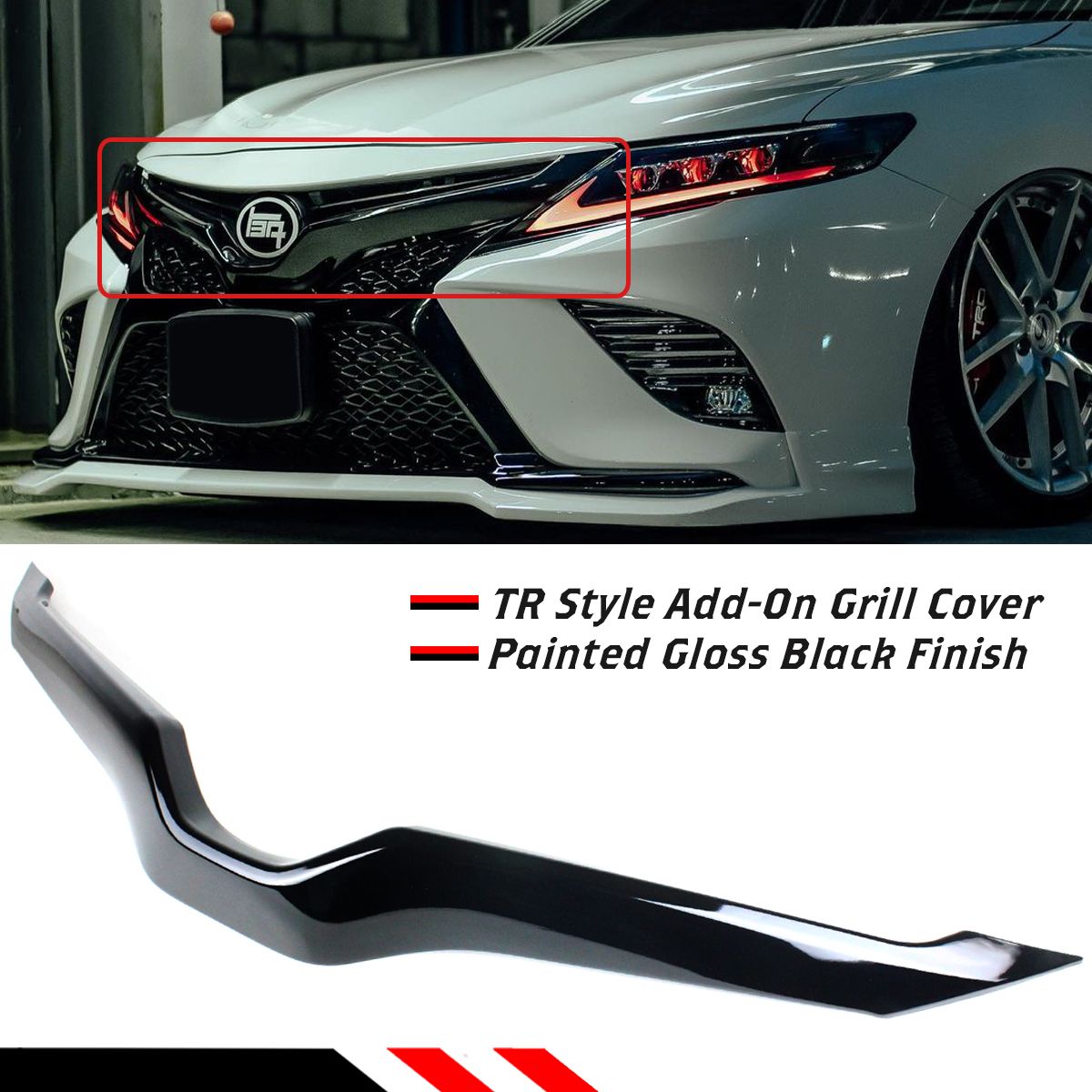 Carbon Fiber or Gloss Black Front Bumper Nose Grill Cover Compatible for 2018-2024 Toyota Camry XSE & SE - VIP Price
