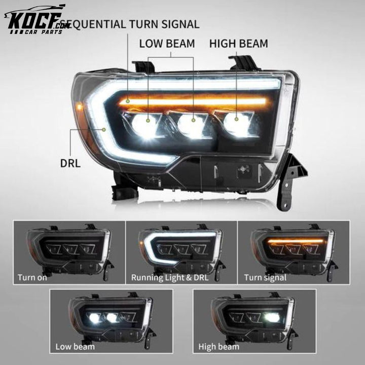 LED Headlights For [2007-2013 Toyota Tundra] and [2008-2020 Toyota Sequoia] Front Lights