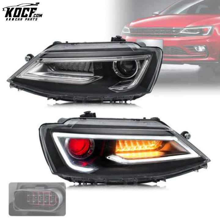 LED Headlights For Volkswagen Jetta MK6 2011-2018 with Sequential Aftermarket Front Lights