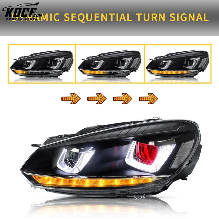 LED Headlights For Volkswagen Golf Mk6 2009-2014 Fits with Factory Halogen Front Lights Models