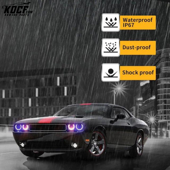 LED RGB Headlights For Dodge Challenger 2008-2014 Multi Color Changing Front Lamps