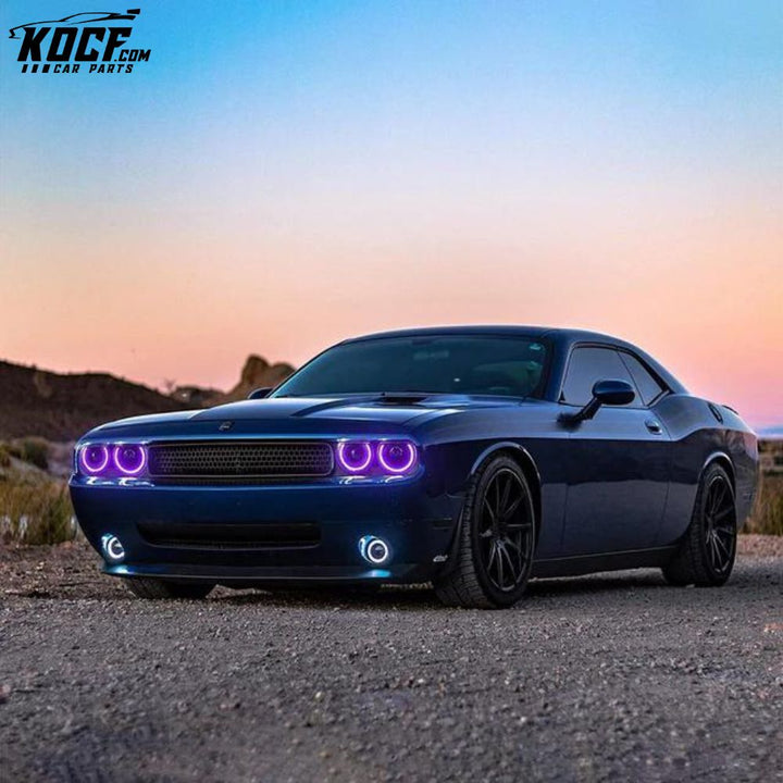 LED RGB Headlights For Dodge Challenger 2008-2014 Multi Color Changing Front Lamps