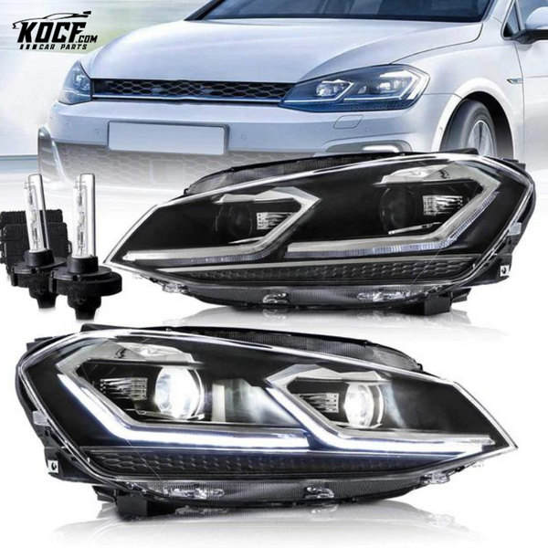 LED Front Lights For Volkswagen Golf MK7 2015-2017 MK7.5 2018-2021 Fits With Factory Halogen Headlights Models